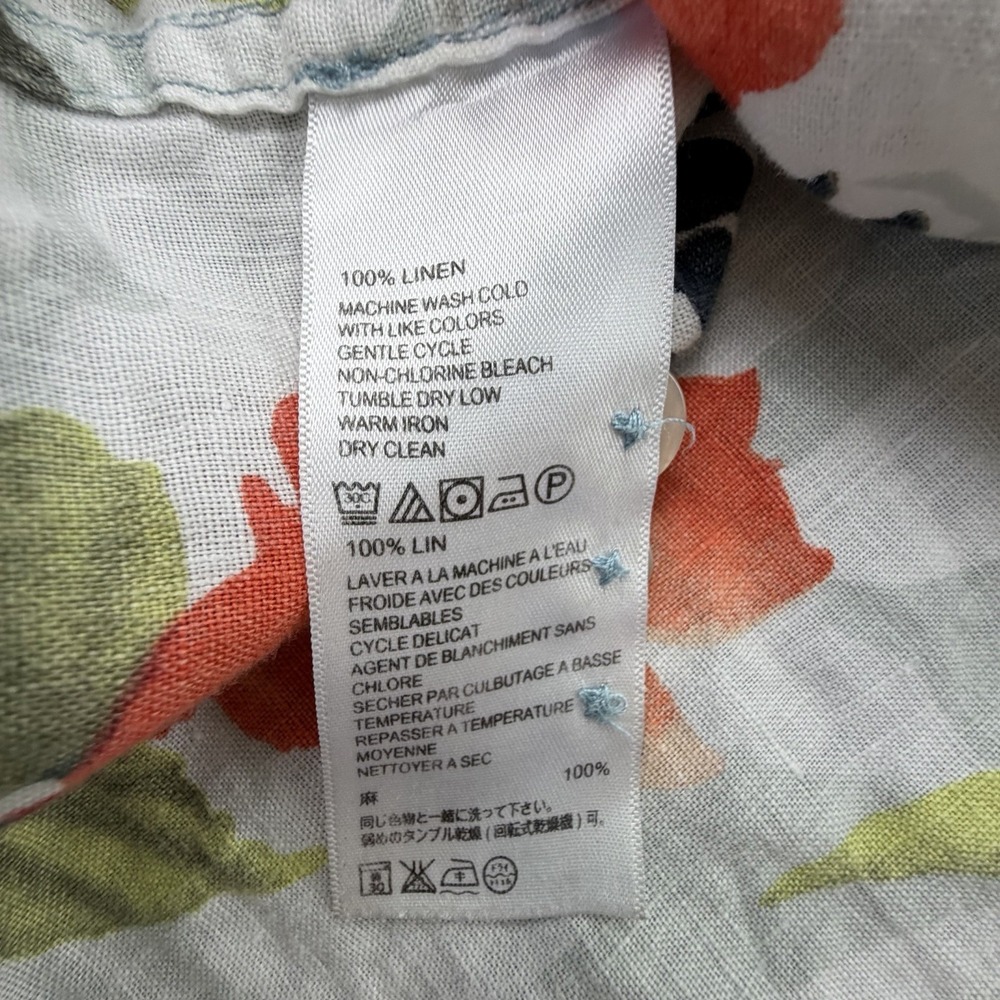 Tommy Bahama 100% Linen Tropical Floral Shirt Mens Fits Like L Relaxed Beach - Picture 6 of 8
